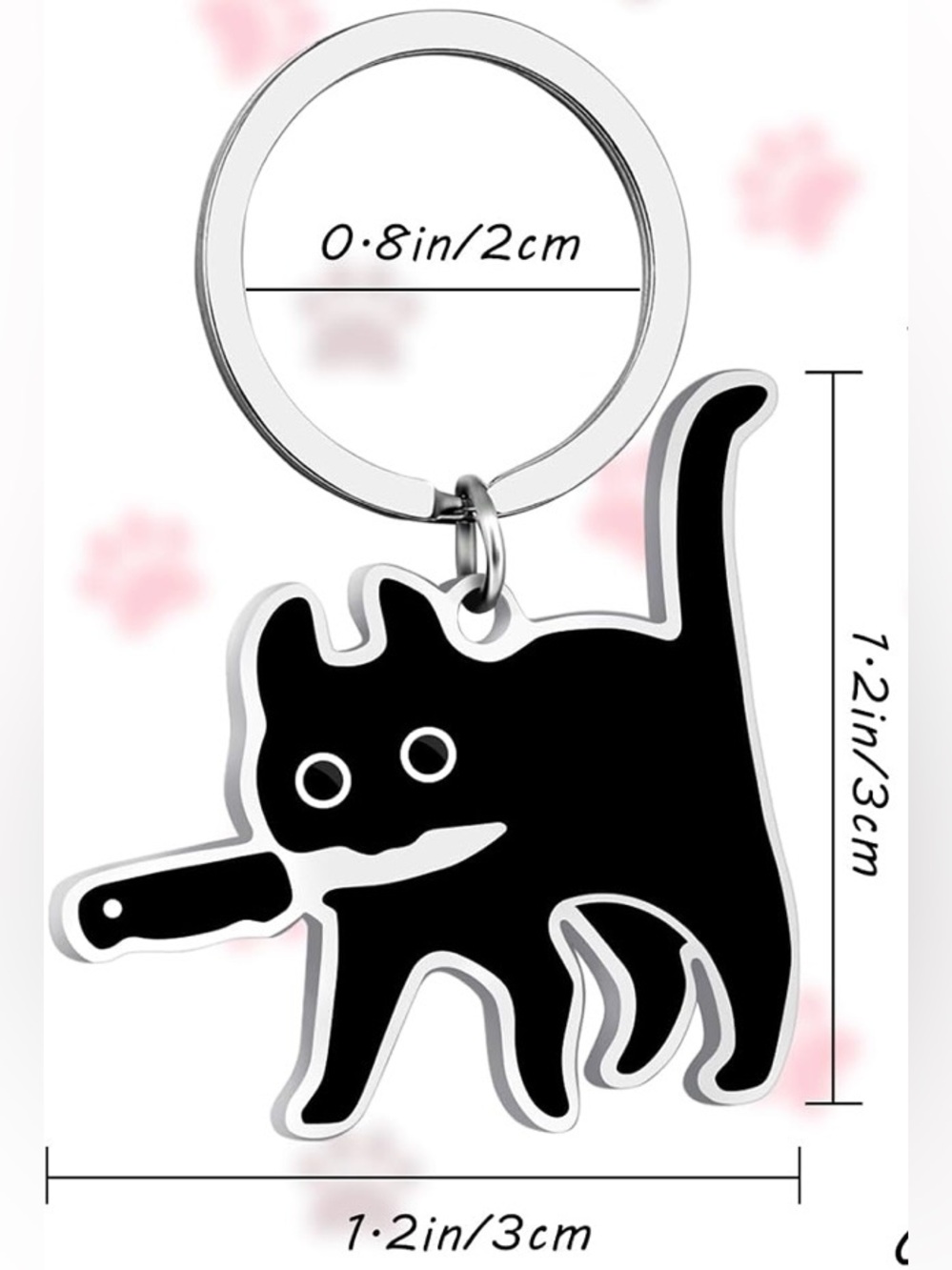 Stabby Cat Bag Charm Black Cat Keychain - Picture 3 of 3